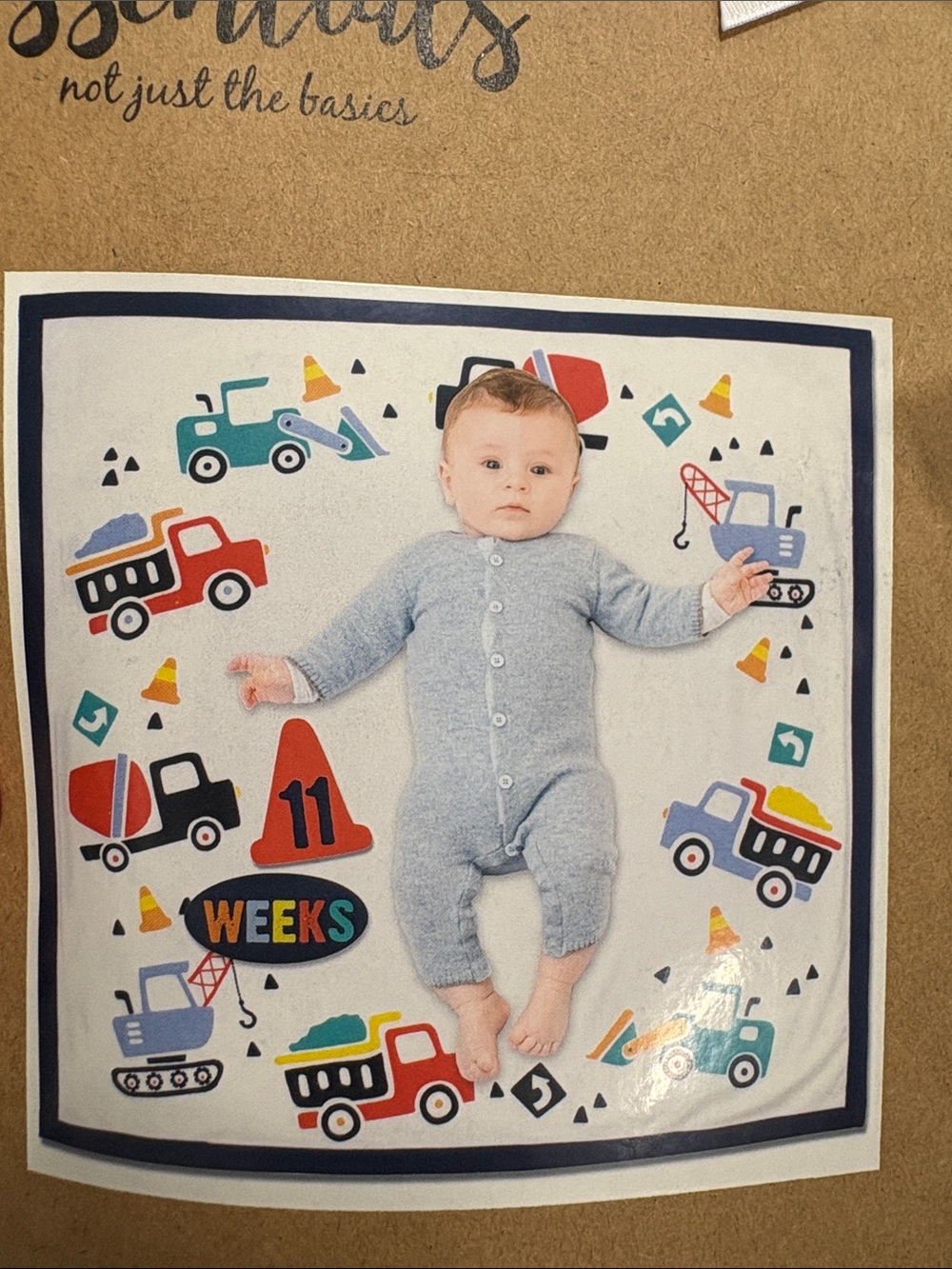 Baby Essentials Construction Milestone Blanket - Red, Blue, Yellow, Green, Black